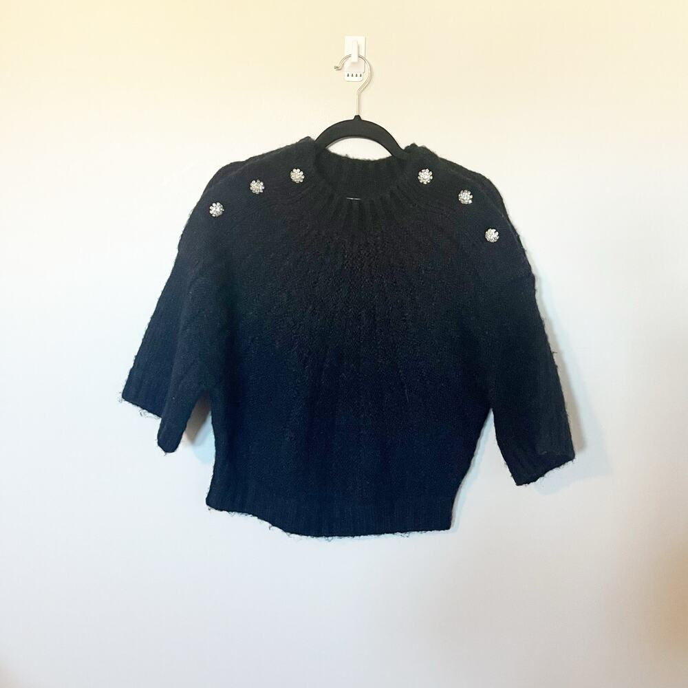 Bishop +‎ young chandler knit sweater black rhinestone embellishment small